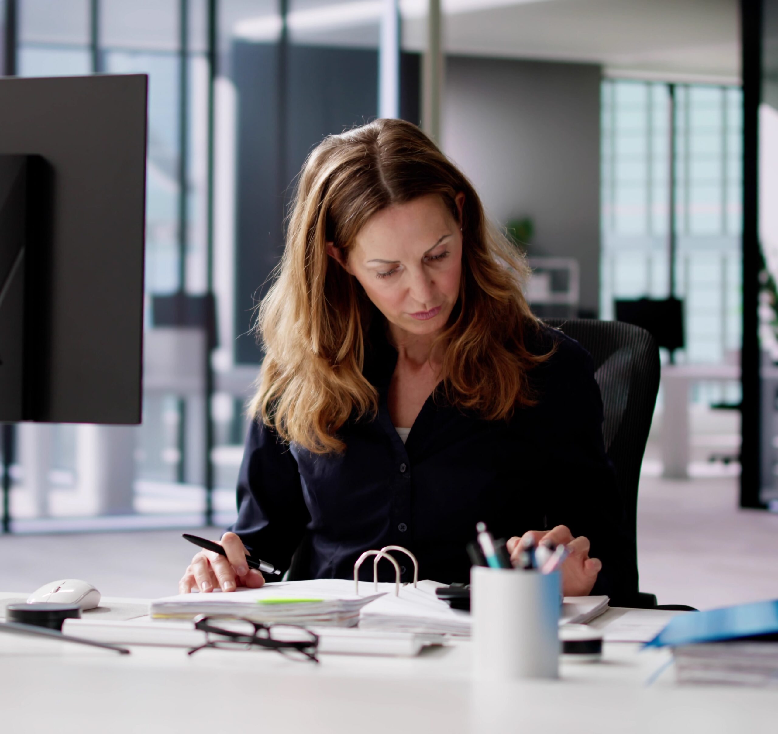 Professional Accountant Woman In Office Doing Accounting And Budget